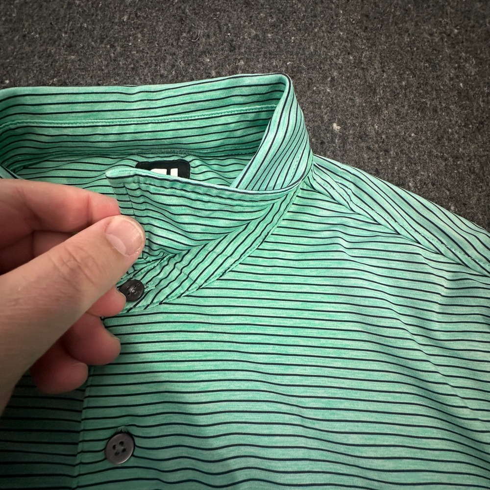 FootJoy Polo Shirt Mens XXL Green Striped Short Sleeve Performance 27420 - Picture 15 of 16